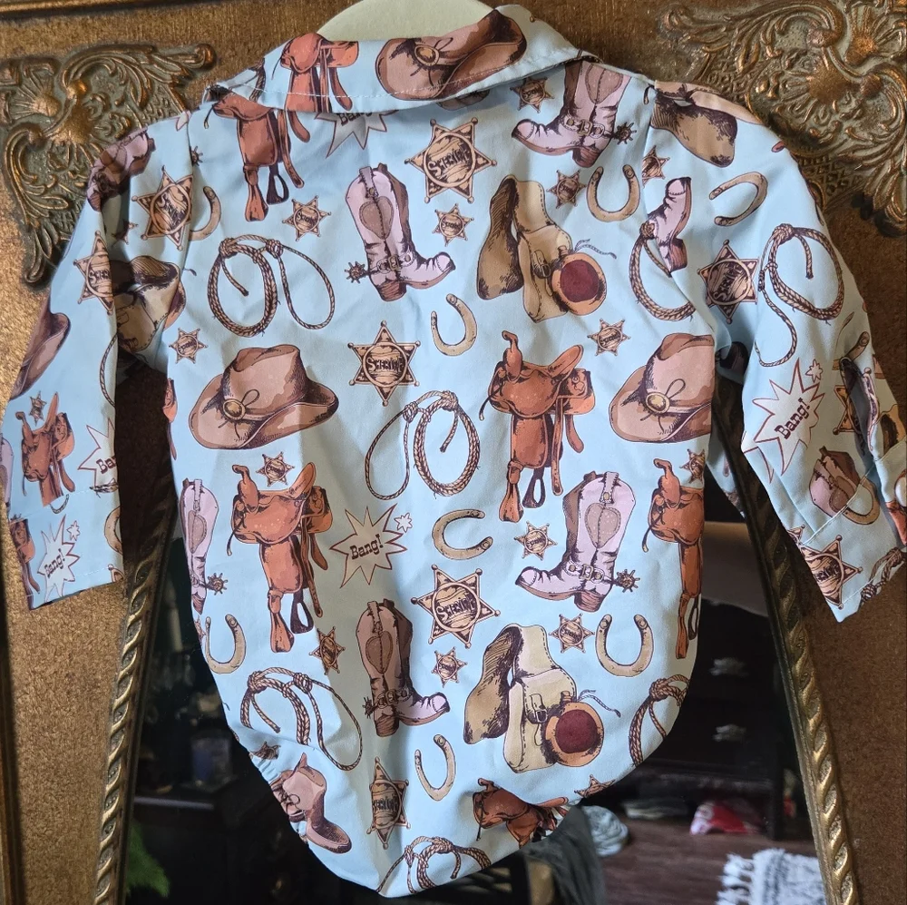 Cowboy Print Baby Onesie - Picture 3 of 3